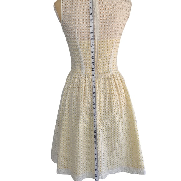 FRENCH CONNECTION Eyelet Dress with Yellow Contrast Underlay. Size:  2 - Picture 10 of 14